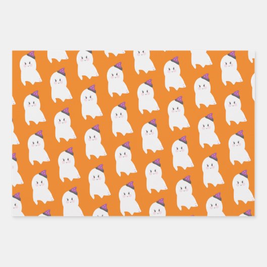 Halloween Ghost Lila Orange Black Geschenkpapier Set (Vorderseite 2)