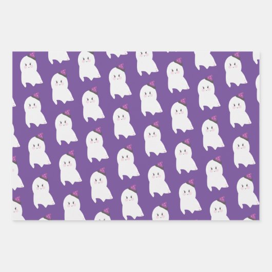 Halloween Ghost Lila Orange Black Geschenkpapier Set (Vorderseite)