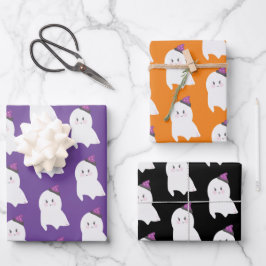 Halloween Ghost Lila Orange Black Geschenkpapier Set