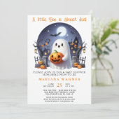 Halloween Ghost Little Boo Baby Dusche Einladung (Stehend Vorderseite)