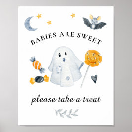 Halloween Ghost Little Boo Baby Dusche Süßigkeiten Poster