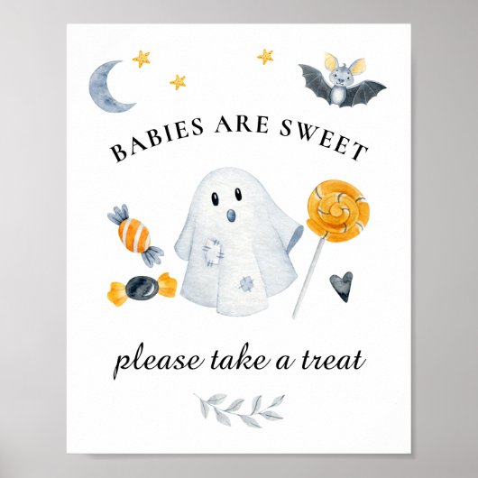 Halloween Ghost Little Boo Baby Dusche Süßigkeiten Poster (Vorne)