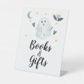 Halloween Ghost Little Boo Babydusche Geschenke Sockelschild (Vorderseite)