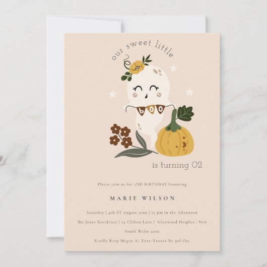 Halloween Ghost Little Boo jedes Alter Geburtstag Dankeskarte (Vorderseite)