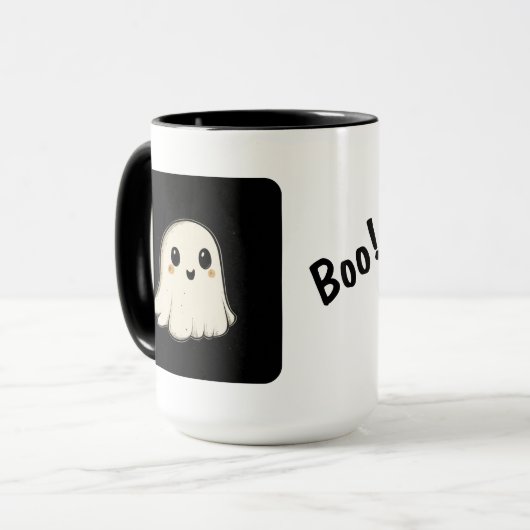 Halloween Ghost mit Boo! Tasse (Vorderseite Links)