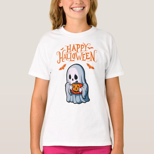 Halloween Ghost mit Pumpkin-T - Shirt (Vorderseite)