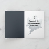 Halloween Ghost mit rotem Ballon Feiertagskarte (Innenseite)