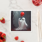 Halloween Ghost mit rotem Ballon Serviette (Beispiel)