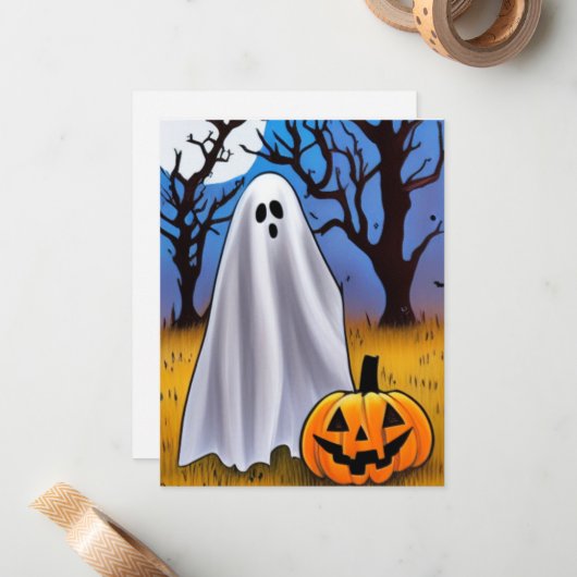 Halloween Ghost Mitteilungskarte (Vorderseite/Rückseite Beispiel)