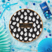 Halloween Ghost Monogram Spooky Schwarz-weißer Spa Pappteller (Party)