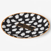 Halloween Ghost Monogram Spooky Schwarz-weißer Spa Pappteller (Schrägansicht)