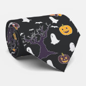 Halloween Ghost Night Pattern Krawatte (Gerollt)