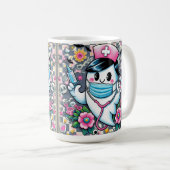 Halloween Ghost Nurse mit Maske und Syringen Kaffeetasse (VorderseiteRechts)