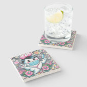 Halloween Ghost Nurse mit Maske und Syringen Steinuntersetzer (Seitenansicht)