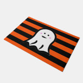 Halloween Ghost on Black and Orange Stripes  Fußmatte (Schrägansicht)