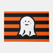 Halloween Ghost on Black and Orange Stripes  Fußmatte (Vorderseite)