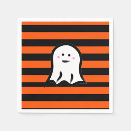 Halloween Ghost on Black and Orange Stripes  Serviette