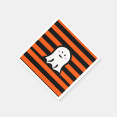 Halloween Ghost on Black and Orange Stripes  Serviette (Ecke)