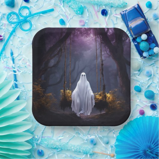 Halloween Ghost on Swing Pappteller (Party)