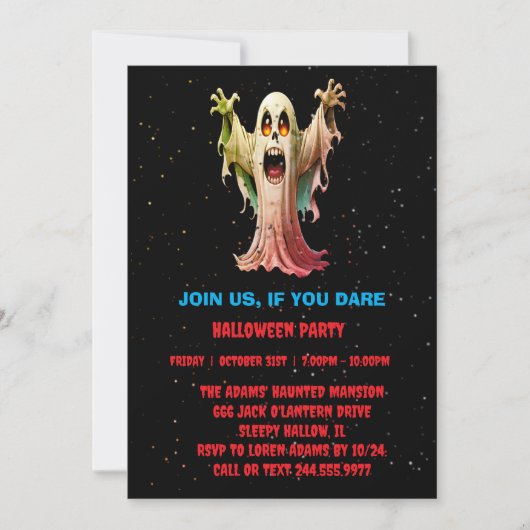 Halloween Ghost-Party Einladung (Vorderseite)