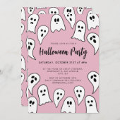 Halloween-Ghost-Party rosa Einladung (Vorne/Hinten)
