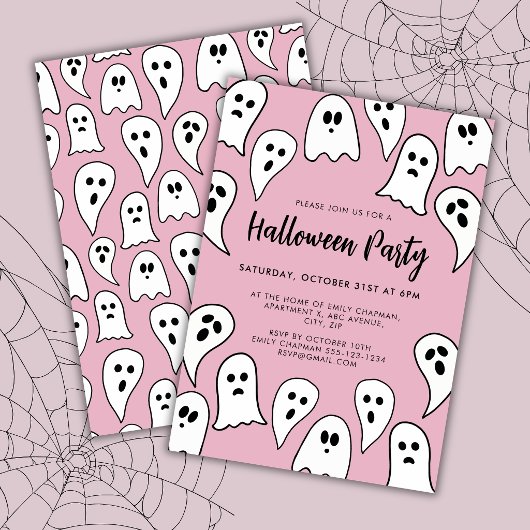 Halloween-Ghost-Party rosa Einladung