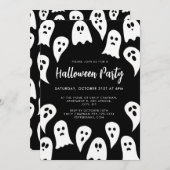 Halloween Ghost Party schwarz-weiß Einladung (Vorne/Hinten)