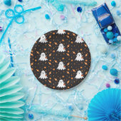 Halloween Ghost Pattern Black Paper Plate Pappteller (Party)