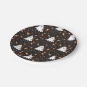 Halloween Ghost Pattern Black Paper Plate Pappteller (Schrägansicht)