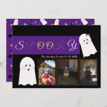 Halloween Ghost Pattern Collage Foto-Karte