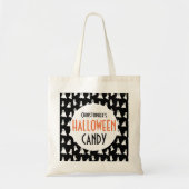 Halloween Ghost Pattern Personalisierte Schwarze L Tragetasche (Vorne)