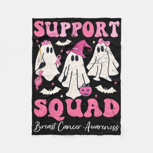 Halloween Ghost Pink Hexenhut Support Squad Breas Fleecedecke (Vorderseite)