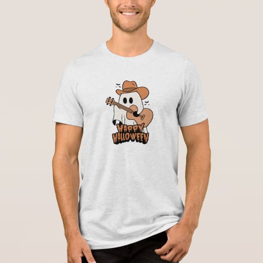 Halloween | Ghost Playing Gitarre | Halloween 2024 Tri-Blend Shirt (Vorderseite)
