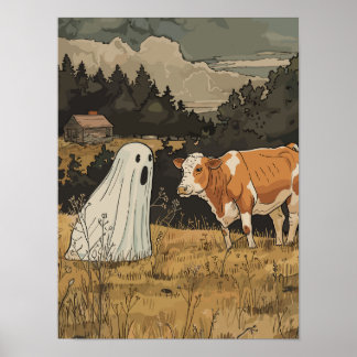 Halloween Ghost Print Modern Farmhouse Autumn Poster