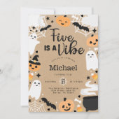 Halloween Ghost Pumpkin 5th Birthday Party Einladung (Vorderseite)