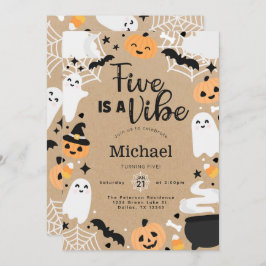 Halloween Ghost Pumpkin 5th Birthday Party Einladung