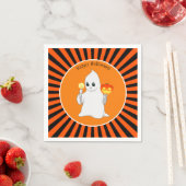 Halloween Ghost & Pumpkin auf Black & Orange Serviette (Beispiel)