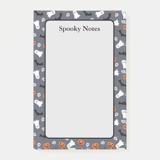 Halloween Ghost Pumpkin Bat Gray Sticky Post-it Klebezettel (Vorderseite)