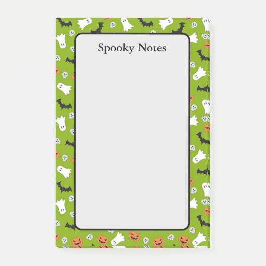 Halloween Ghost Pumpkin Bat Green Limon Sticky Post-it Klebezettel (Vorderseite)