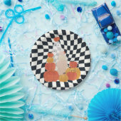 Halloween Ghost Pumpkin Checkered Pappteller (Party)