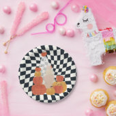 Halloween Ghost Pumpkin Checkered Pappteller (Party)