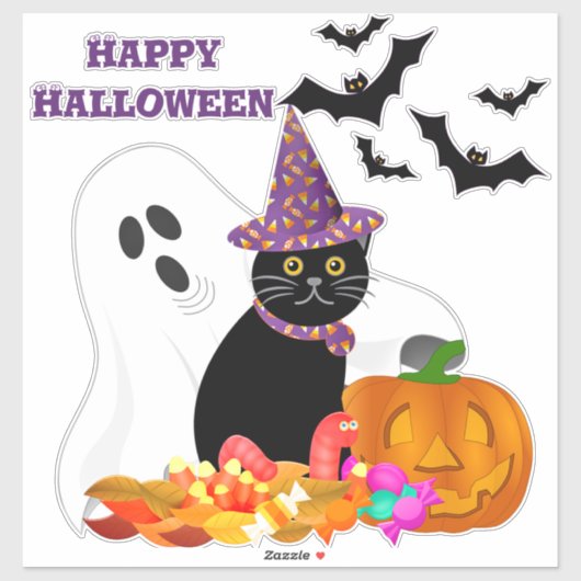 Halloween Ghost Pumpkin Custom-Cut Vinyl Sticker (Blatt)