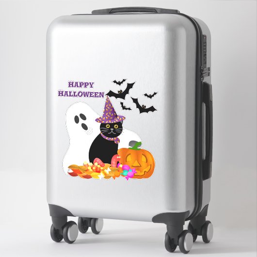 Halloween Ghost Pumpkin Custom-Cut Vinyl Sticker (Koffer)