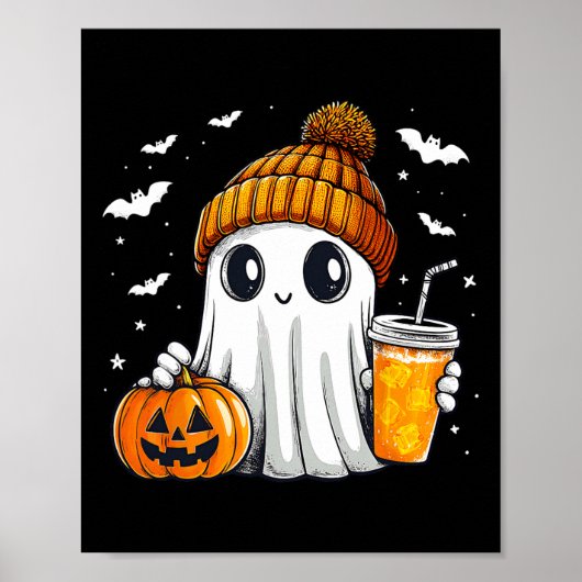 Halloween Ghost Pumpkin Gewürz Latte Herbst Co. Poster (Vorne)
