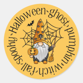 Halloween Ghost Pumpkin Hexe Fall Spooky Gnome Runder Aufkleber