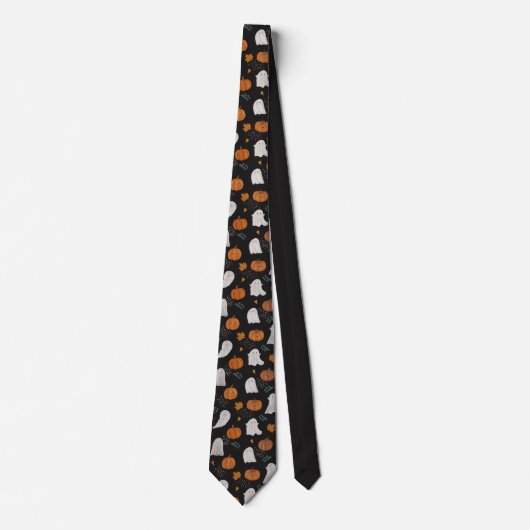 Halloween Ghost & Pumpkin - Spooky Fun Necktie Krawatte (Vorderseite)