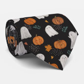 Halloween Ghost & Pumpkin - Spooky Fun Necktie Krawatte (Gerollt)