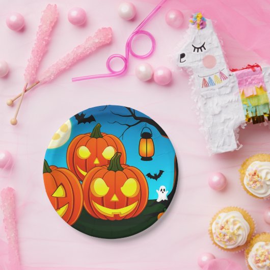 Halloween Ghost, Pumpkins, Fledermäuse Pappteller (Party)