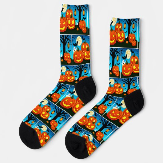 Halloween Ghost, Pumpkins, Fledermäuse Socken (Linkes Detail)