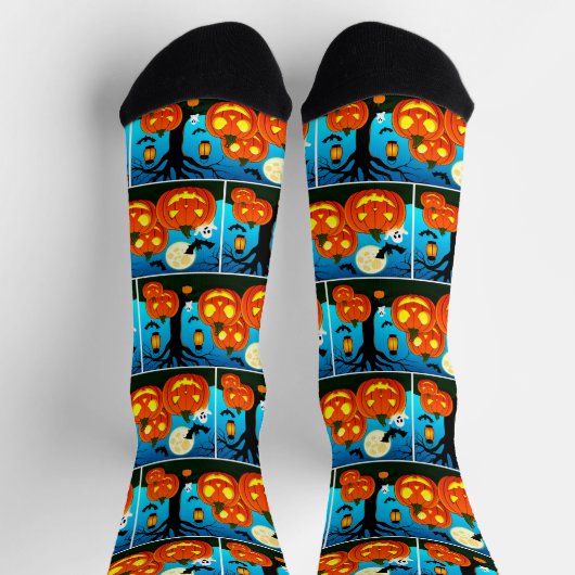 Halloween Ghost, Pumpkins, Fledermäuse Socken (Oben)